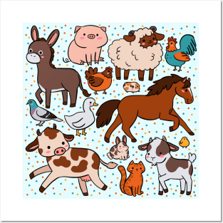 Cute farm animals illustration Posters and Art